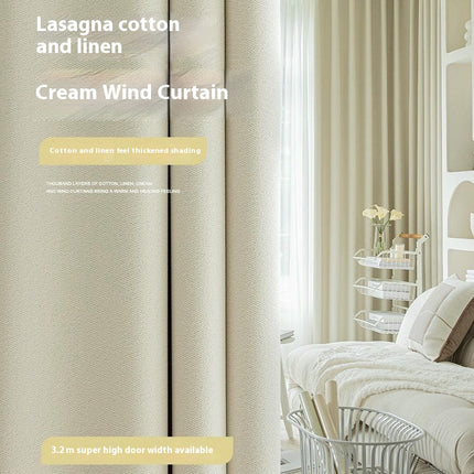 Linen Curtains Blackout 2 Panels Living Room Curtain Thermal Insulated Hooks Top