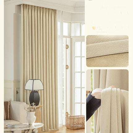 2 Panels Chenille Blackout Curtains Window Drapes for Living Room Hooks Top