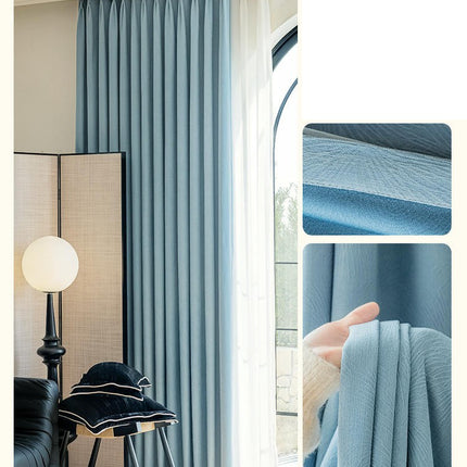 2 Panels Chenille Blackout Curtains Window Drapes for Living Room Hooks Top