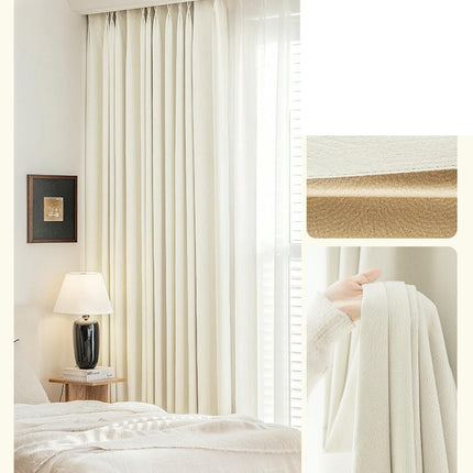 2 Panels Chenille Blackout Curtains Window Drapes for Living Room Hooks Top
