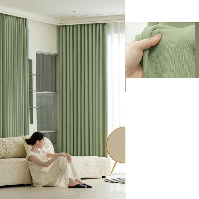 Modern 2 Panels Solid Blackout Curtains Thermal Drapes for Living Room Hooks Top