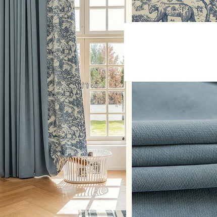2 Panels Vintage Print Thermal Insulated Blackout Curtains Drapes Hooks Top