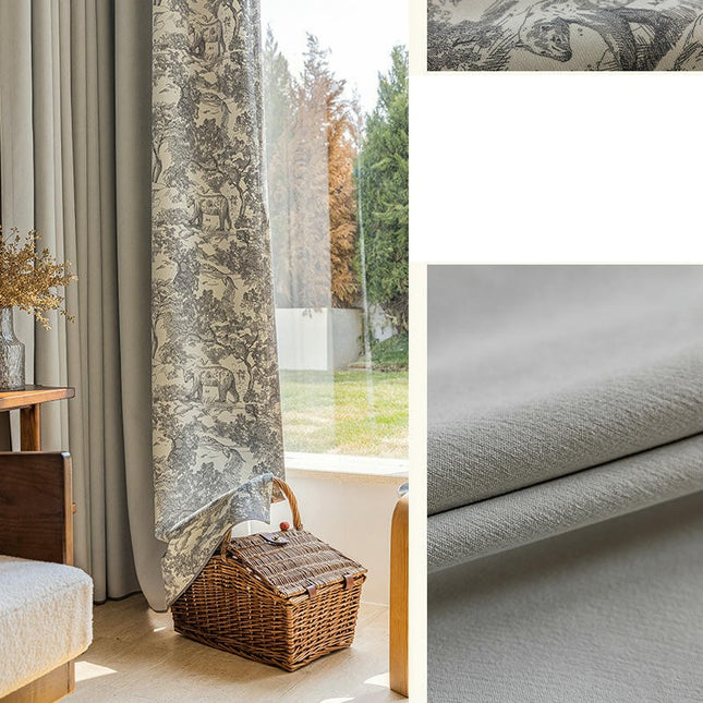 2 Panels Vintage Print Thermal Insulated Blackout Curtains Drapes Hooks Top