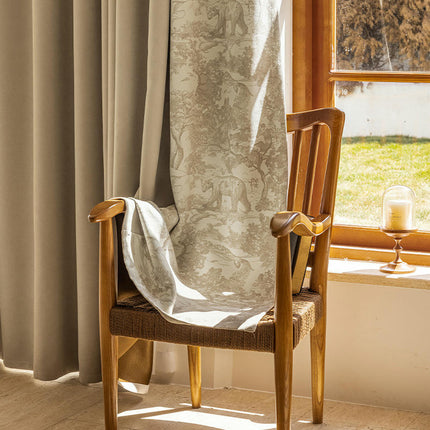 2 Panels Vintage Print Thermal Insulated Blackout Curtains Drapes Hooks Top