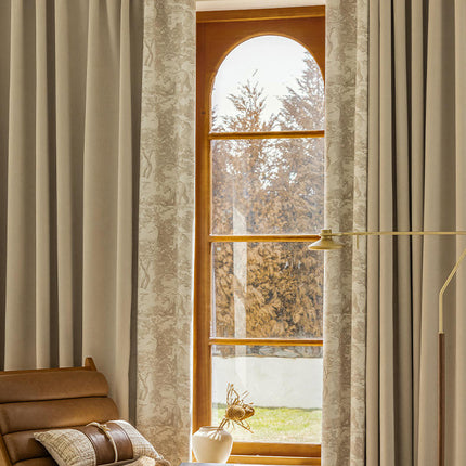 2 Panels Vintage Print Thermal Insulated Blackout Curtains Drapes Hooks Top