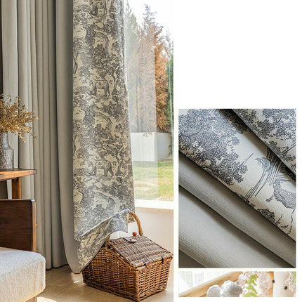 2 Panels Modern Print Thermal Blackout Curtains for Living Room Hooks Top