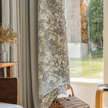 2 Panels Modern Print Thermal Blackout Curtains for Living Room Hooks Top