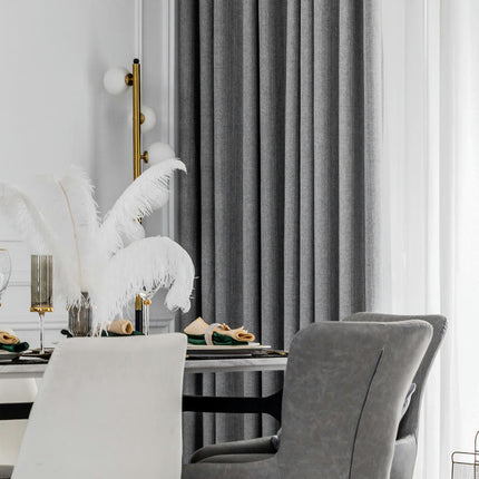 2 Panels Linen Blackout Curtains Thermal Insulated Noise Reducing Grommet Tops