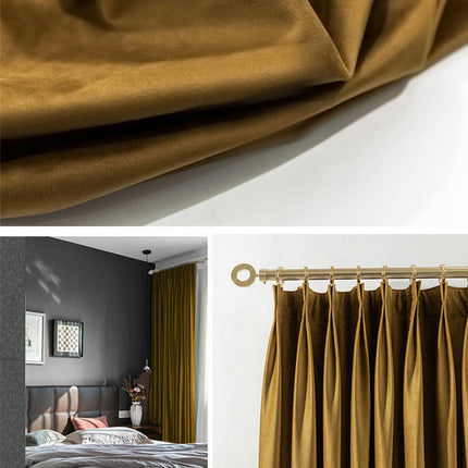 Velvet Blackout Thermal Insulated Curtains 2 Panels for Living Room Hooks Top