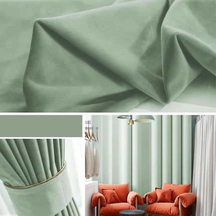 Velvet Blackout Thermal Insulated Curtains 2 Panels for Living Room Hooks Top 1
