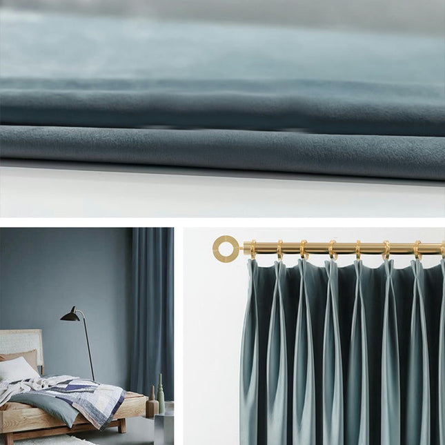 Velvet Blackout Thermal Insulated Curtains 2 Panels for Living Room Hooks Top 1