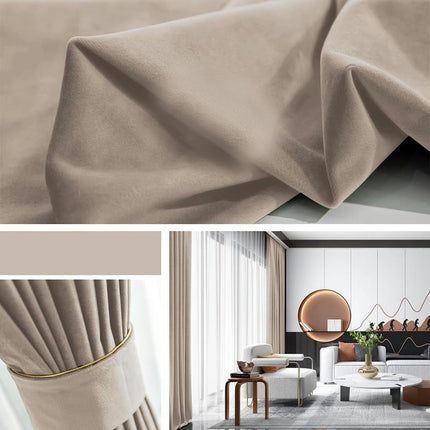 Velvet Blackout Thermal Insulated Curtains 2 Panels for Living Room Hooks Top