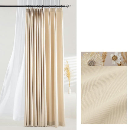 2 Panels Textured Blackout Curtains Light Blocking Thermal Curtain Hooks Top