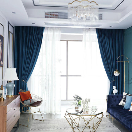 2 Panels Velvet Curtains Thermal Insulated Curtain Blackout Drapes Grommet Tops 1