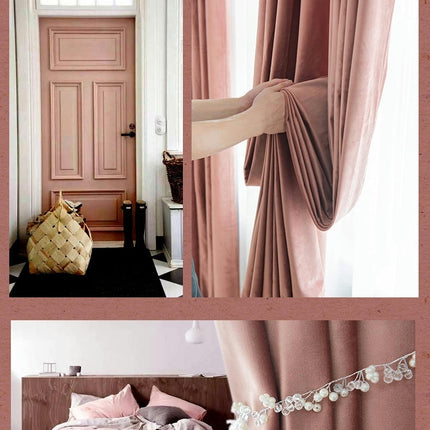 2 Panels Velvet Curtains Thermal Insulated Curtain Blackout Drapes Grommet Tops