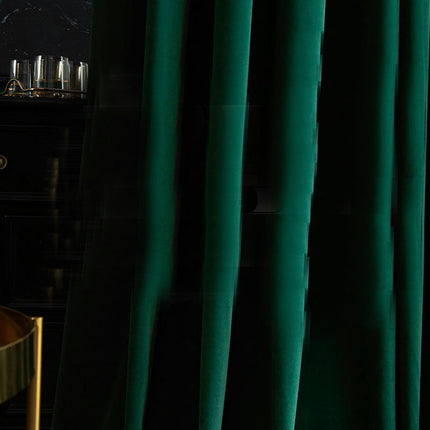 2 Panels Green Velvet Blackout Curtains Drapes for Living Room Grommet Tops