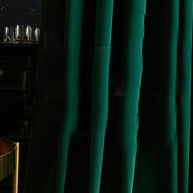 2 Panels Green Velvet Blackout Curtains Drapes for Living Room Grommet Tops