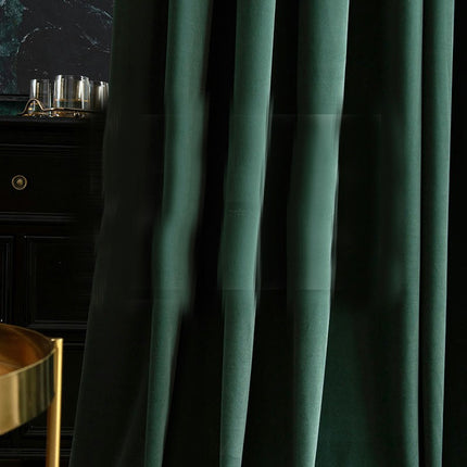 2 Panels Green Velvet Blackout Curtains Drapes for Living Room Grommet Tops