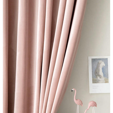 2 Panels Pink Blackout Curtains Velvet Curtains for Bedroom Rod Pocket