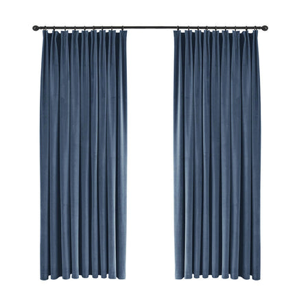 2 Panels Velvet Blackout Curtains Window Drapes for Living Room Pencil Pleat