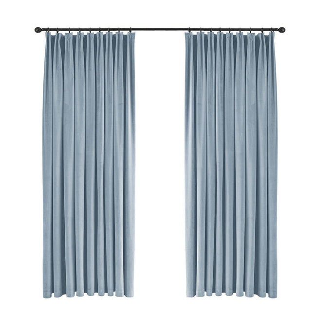 2 Panels Velvet Blackout Curtains Window Drapes for Living Room Pencil Pleat 1