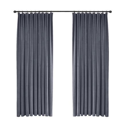 2 Panels Velvet Blackout Curtains Window Drapes for Living Room Pencil Pleat 1