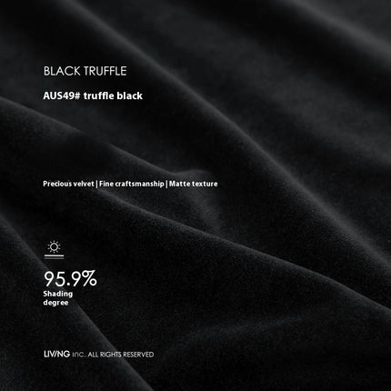 2 Panels Blackout Velvet Curtains for Living Room Black Windows Drapes Hooks Top