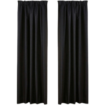 2 Panels Blackout Velvet Curtains for Living Room Black Windows Drapes Hooks Top