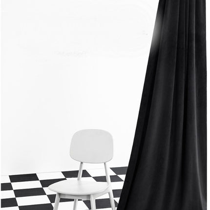 2 Panels Blackout Velvet Curtains for Living Room Black Windows Drapes Hooks Top