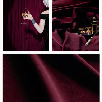 2 Panels Red Velvet Blackout Curtains for Living Room Bedroom Rod Pocket