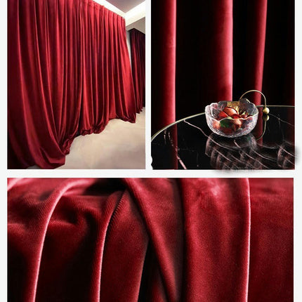 2 Panels Red Velvet Blackout Curtains for Living Room Bedroom Rod Pocket