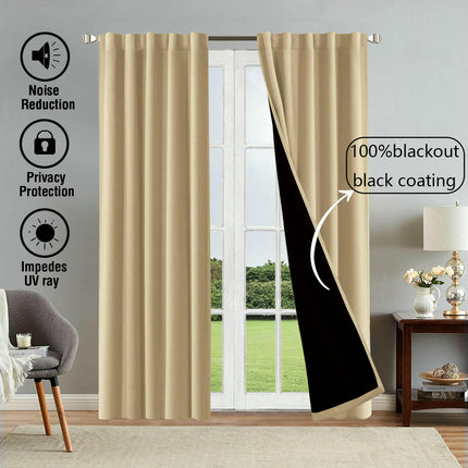 100% Blackout Curtains Blackout Curtains for Living Room 2 Panels Rod Pocket