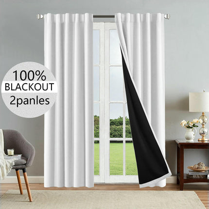 100% Blackout Curtains Blackout Curtains for Living Room 2 Panels Rod Pocket