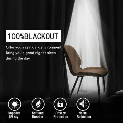 100% Blackout Curtains Blackout Curtains for Living Room 2 Panels Rod Pocket