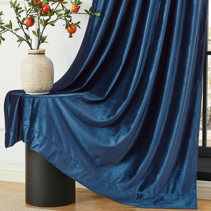 2 Panels Velvet Blackout Curtains Bedroom Thermal Insulated Curtain Rod Pocket