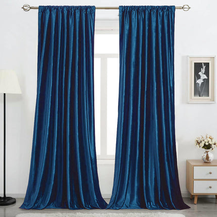 2 Panels Velvet Blackout Curtains Bedroom Thermal Insulated Curtain Rod Pocket