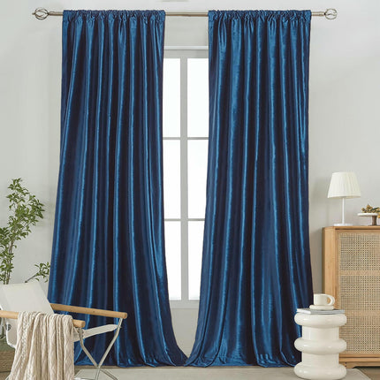 2 Panels Velvet Blackout Curtains Bedroom Thermal Insulated Curtain Rod Pocket