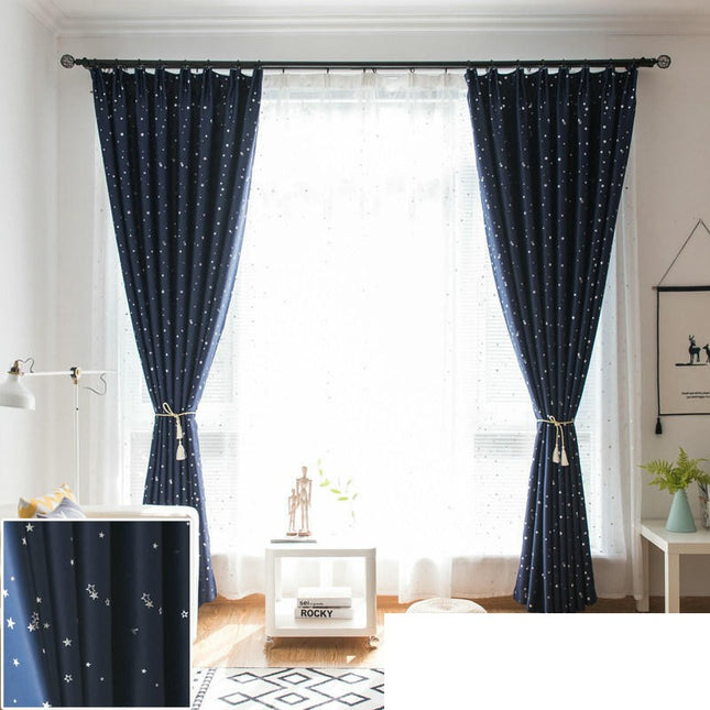 2 Panels Curtains Curtains for Bedroom Window Star Blackout Curtain Hooks Top