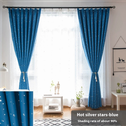 2 Panels Curtains Curtains for Bedroom Window Star Blackout Curtain Hooks Top