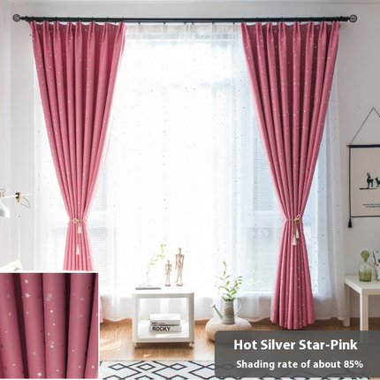 2 Panels Curtains Curtains for Bedroom Window Star Blackout Curtain Hooks Top