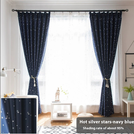 2 Panels Curtains Curtains for Bedroom Window Star Blackout Curtain Hooks Top
