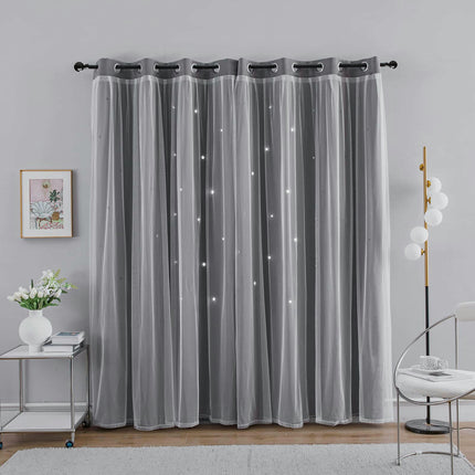 2 Panels Curtains with Sheer,Double Layer Window Treatments/Drapes Grommet Tops