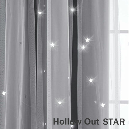 2 Panels Curtains with Sheer,Double Layer Window Treatments/Drapes Grommet Tops