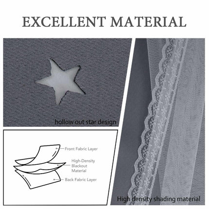2 Panels Curtains with Sheer,Double Layer Window Treatments/Drapes Grommet Tops