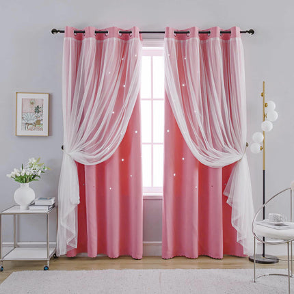 2 Panels Curtains with Sheer,Double Layer Window Treatments/Drapes Grommet Tops