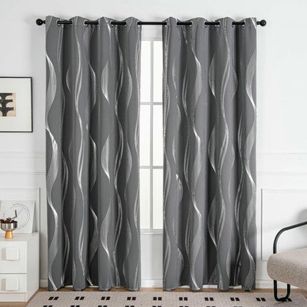 2 Panels Blackout Curtains Thermal Noise Reducing Drapes Curtains Grommet Tops