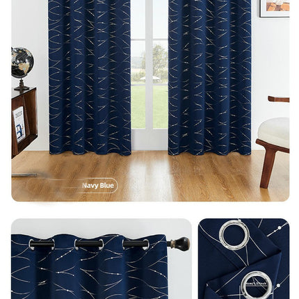 2 Panels Lines Blackout Curtains Living Room Darkening Curtains Grommet Tops