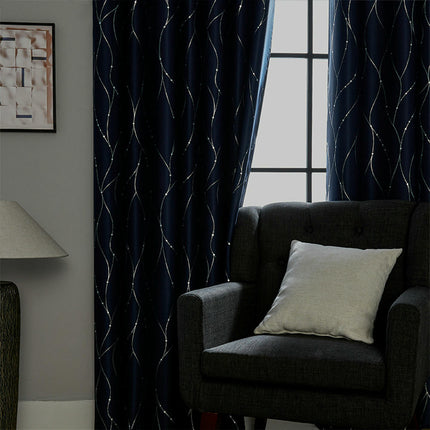 2 Panels Lines Blackout Curtains Living Room Darkening Curtains Grommet Tops