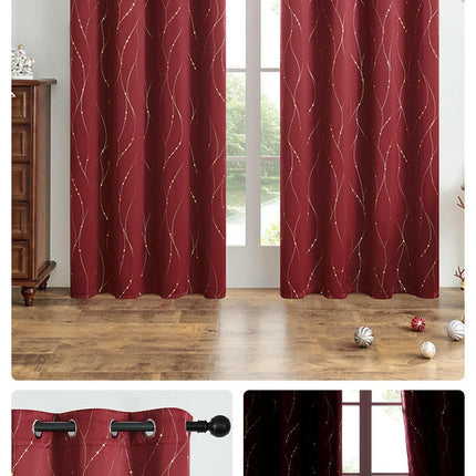 2 Panels Lines Blackout Curtains Living Room Darkening Curtains Grommet Tops