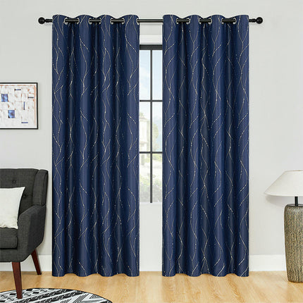 2 Panels Lines Blackout Curtains Living Room Darkening Curtains Grommet Tops